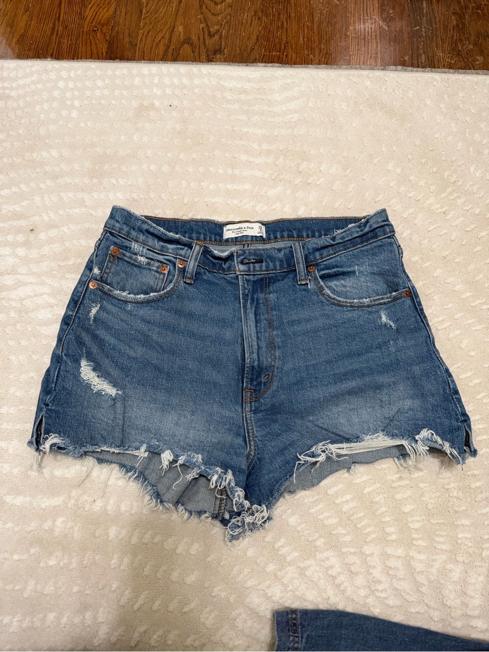 Abercrombie & Fitch Faded Blue Distressed Denim Shorts